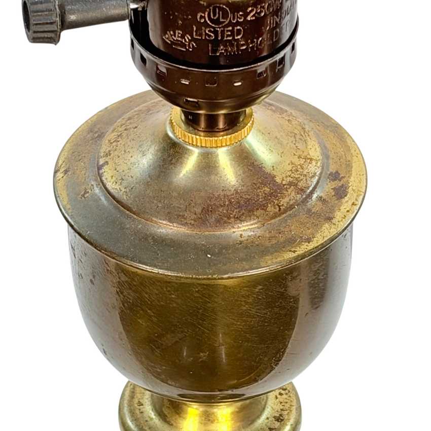 Small Vintage Brass Table Lamp, Dark Patina Accent Lamp, 20.5 Inch Brass Lamp, Clip On Shade Lamp, Traditional Vintage Lighting