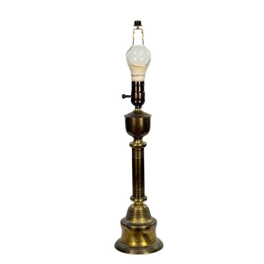 Small Vintage Brass Table Lamp, Dark Patina Accent Lamp, 20.5 Inch Brass Lamp, Clip On Shade Lamp, Traditional Vintage Lighting