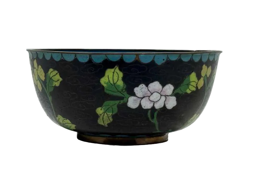 Vintage Cloisonné Enamel Bowl | Small Floral Trinket Bowl | Chinese Cloisonné Dish | Handcrafted Brass Enamel Bowl | Asian Decor