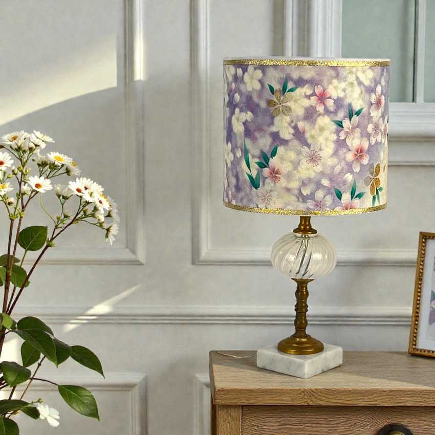 Fenton Glass with White Swirls Lamp