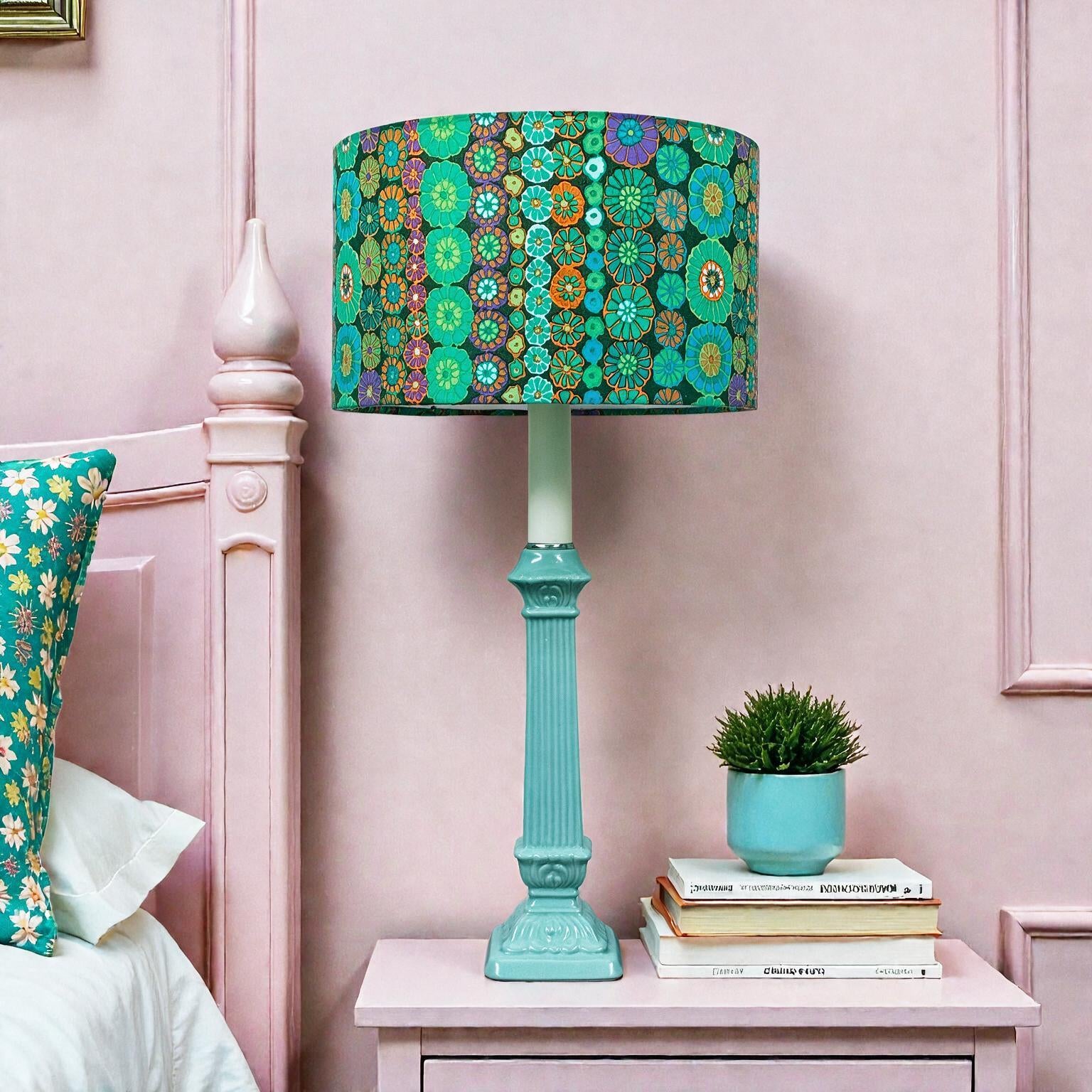 Tall Green Candle Stick Style Lamp, Table Lamp, Traditional Classic Accent Lamp