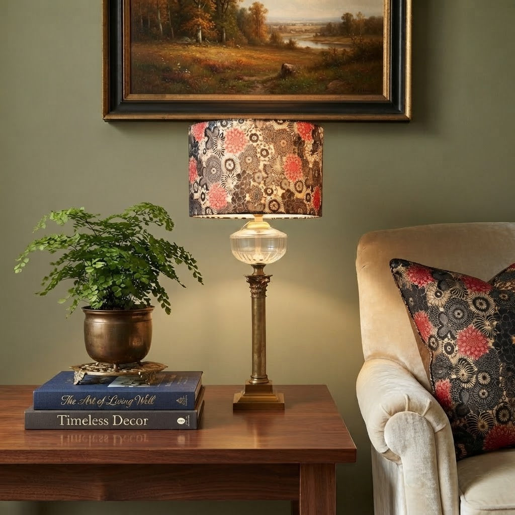 Tall Green Onyx Kerosene Lamp, Brass Electrified Onyx Lamp, Vintage Brass Lamp