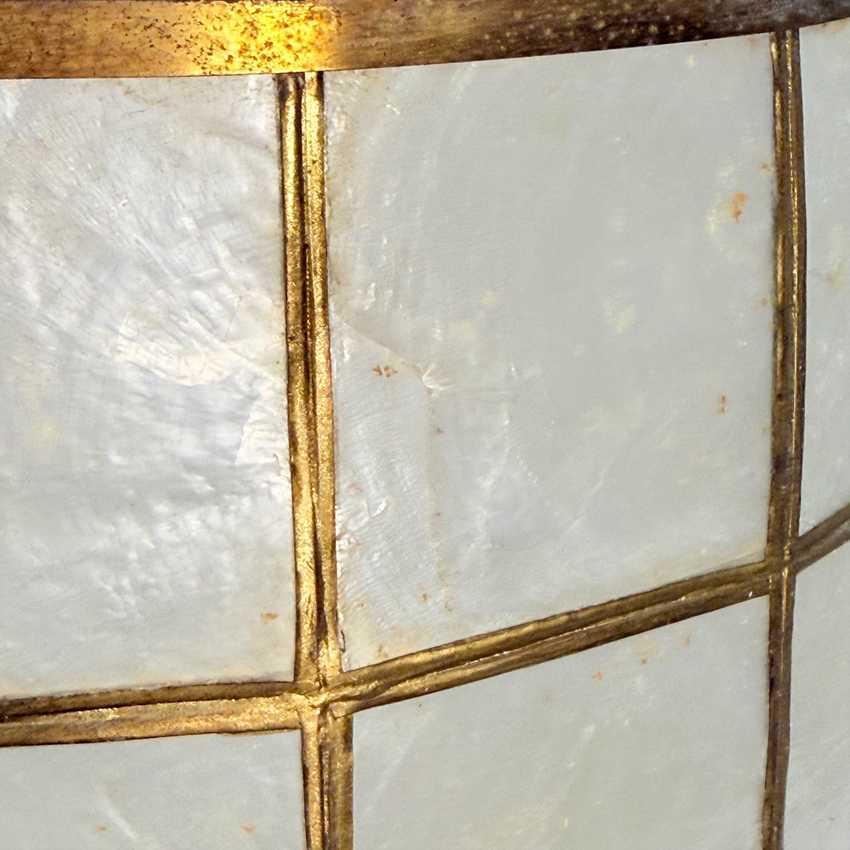 Vintage Capiz Shell Lampshade – Tall 15.25” Mid Century Modern Grid Shade 14.5” MCM Lamp Shade