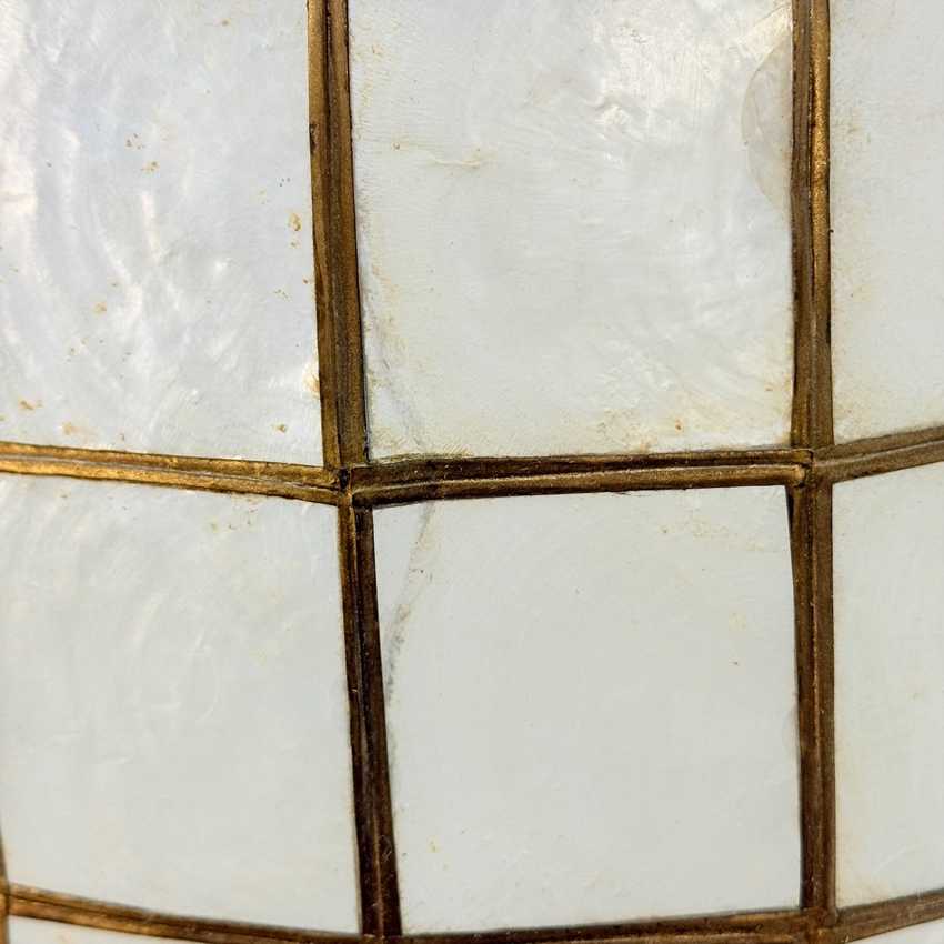 Vintage Capiz Shell Lampshade – Tall 15.25” Mid Century Modern Grid Shade 14.5” MCM Lamp Shade