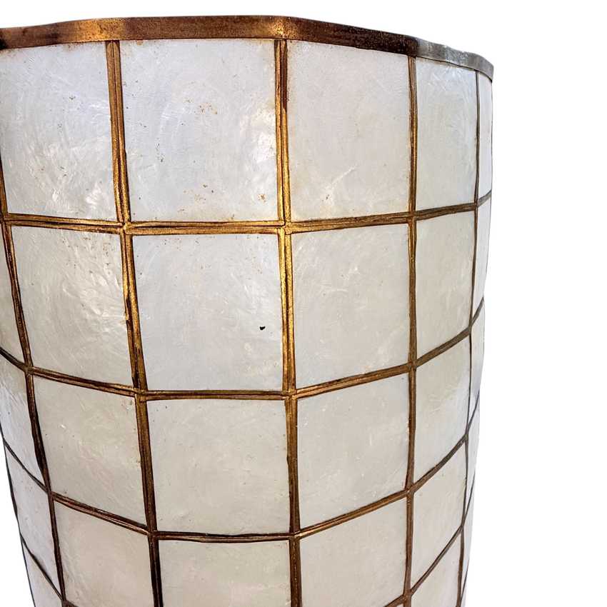 Vintage Capiz Shell Lampshade – Tall 15.25” Mid Century Modern Grid Shade 14.5” MCM Lamp Shade