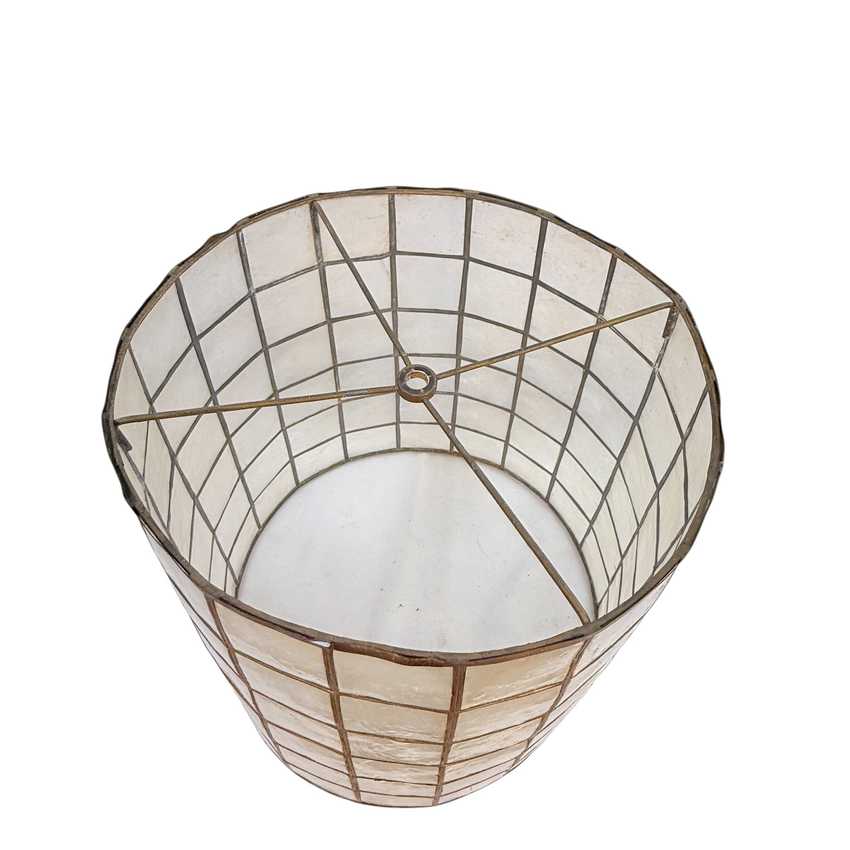 Vintage Capiz Shell Lampshade – Tall 15.25” Mid Century Modern Grid Shade 14.5” MCM Lamp Shade