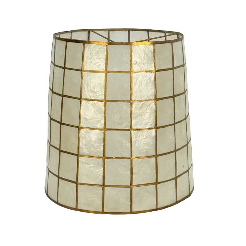 Vintage Capiz Shell Lampshade – Tall 15.25” Mid Century Modern Grid Shade 14.5” MCM Lamp Shade