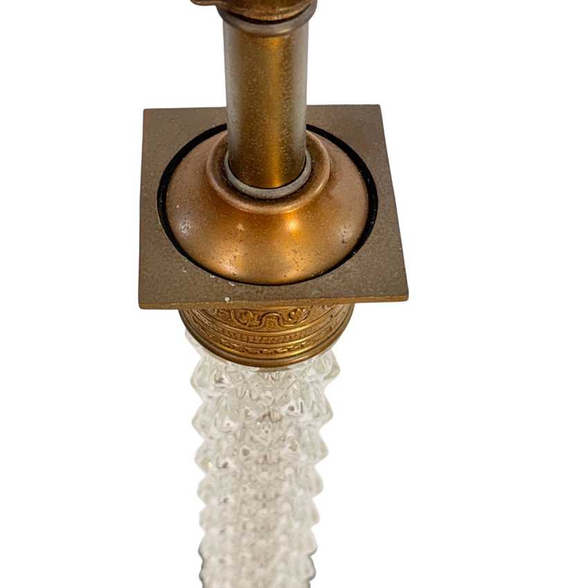 Tall Vintage Diamond Pattern Crystal Glass Lamp | Table Lamp | Brass and Black Vintage Lamp