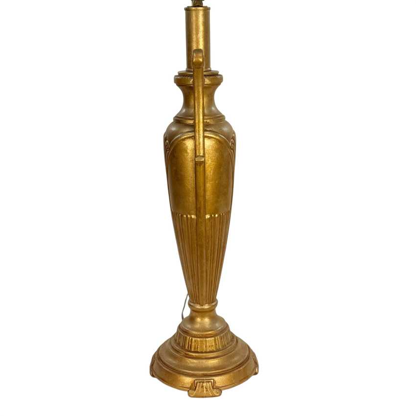 Vintage Gold Metal Urn Table Lamp – Neoclassical Hollywood Regency Amphora Lamp – Tall 29” Ornate Gold Accent Lamp