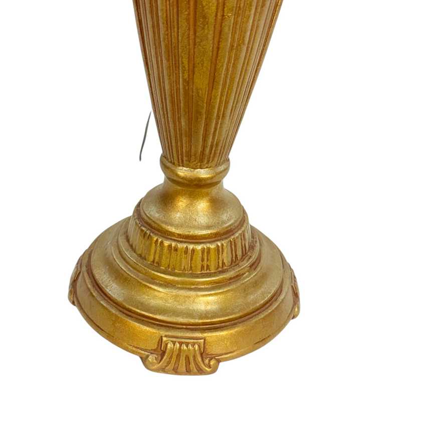 Vintage Gold Metal Urn Table Lamp – Neoclassical Hollywood Regency Amphora Lamp – Tall 29” Ornate Gold Accent Lamp