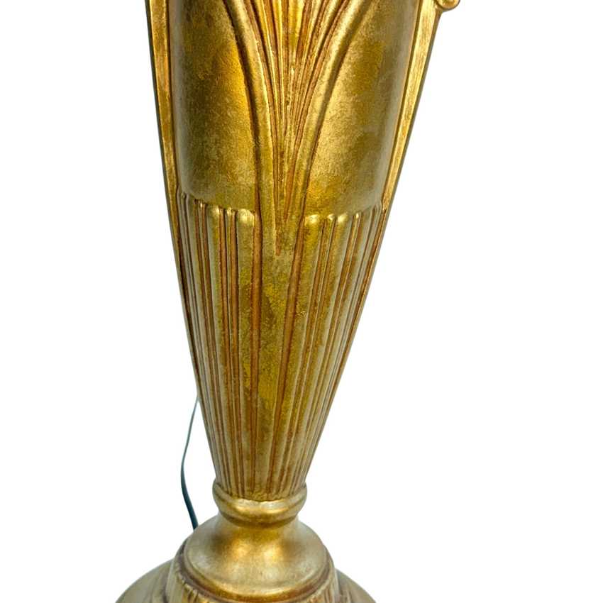 Vintage Gold Metal Urn Table Lamp – Neoclassical Hollywood Regency Amphora Lamp – Tall 29” Ornate Gold Accent Lamp