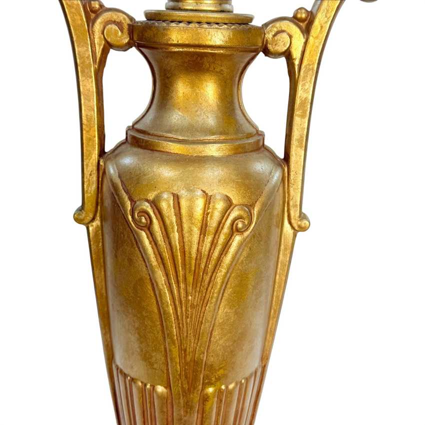 Vintage Gold Metal Urn Table Lamp – Neoclassical Hollywood Regency Amphora Lamp – Tall 29” Ornate Gold Accent Lamp