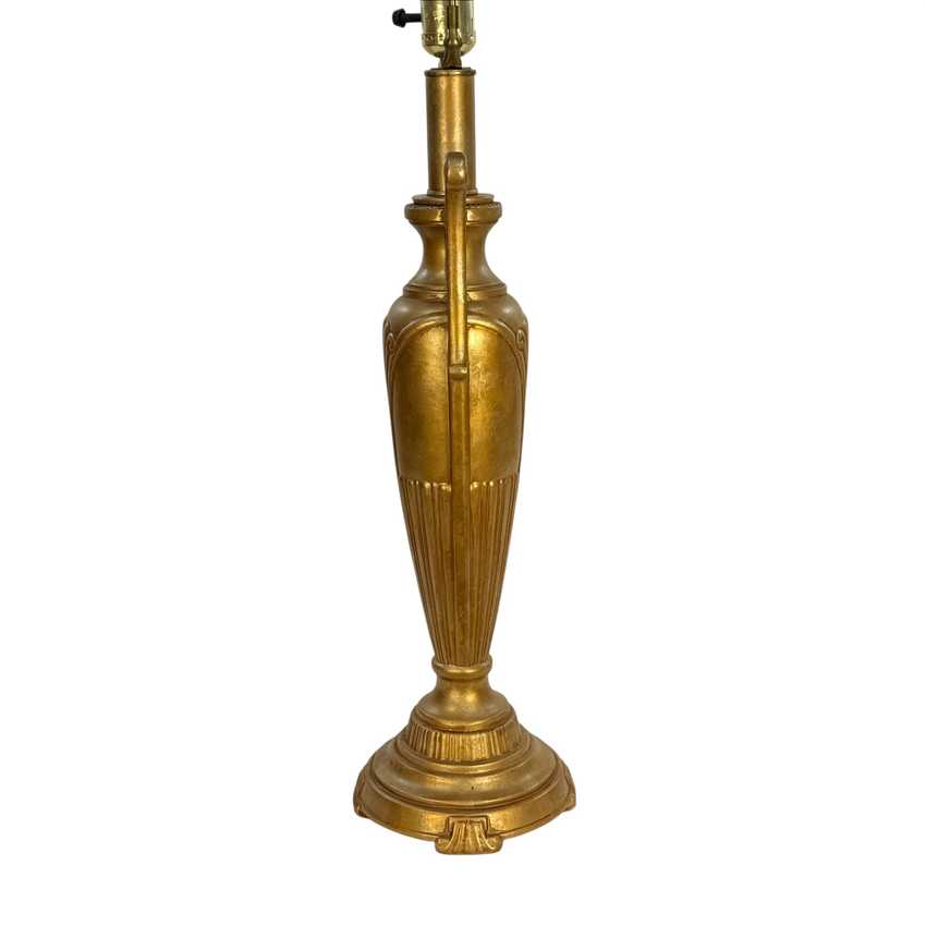 Vintage Gold Metal Urn Table Lamp – Neoclassical Hollywood Regency Amphora Lamp – Tall 29” Ornate Gold Accent Lamp