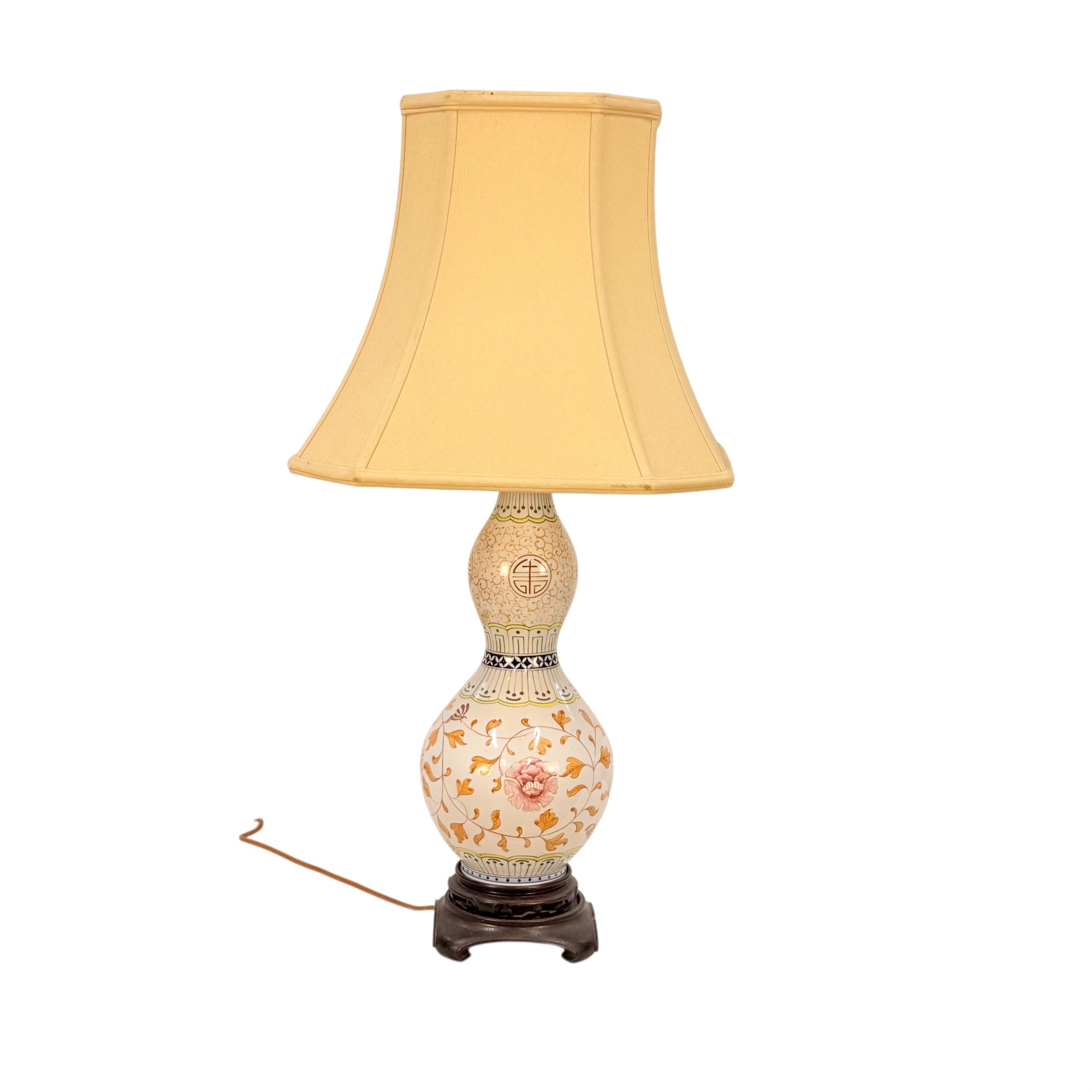Vintage Chinese Handmade Gourd Lamp, Unique Double Gourd Table Lamp, Boho Asian Accent Lamp