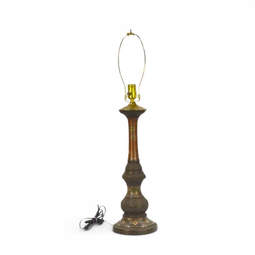 Antique Tall Champlevé Lamp