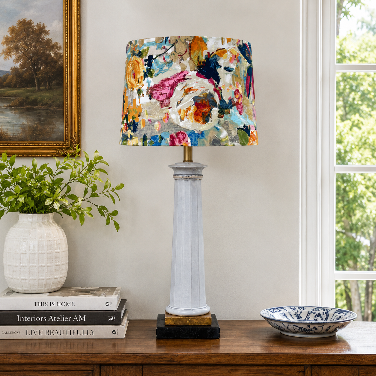 Vintage Fluted Column Table Lamp | Greek Revival Style | Tall 31" Architectural Lamp | Rewired