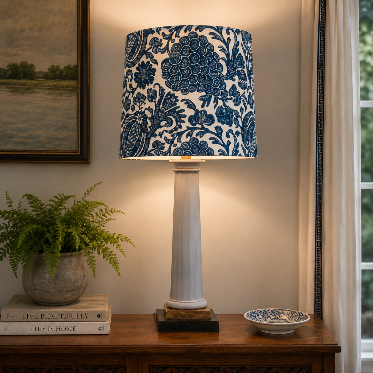 Vintage Fluted Column Table Lamp | Greek Revival Style | Tall 31" Architectural Lamp | Rewired