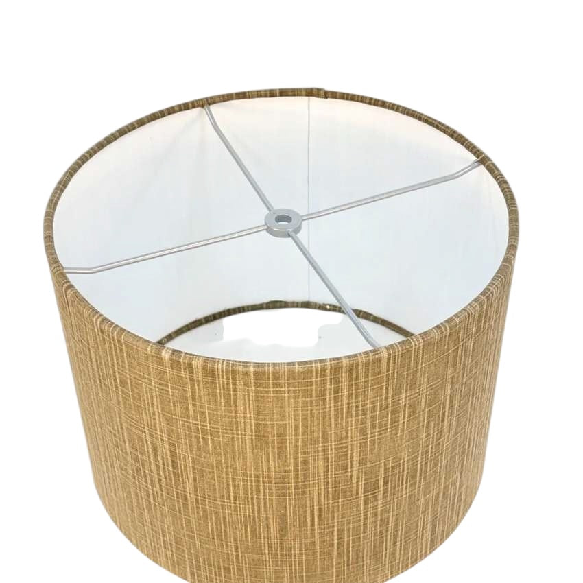 12 Inch Drum Lampshade Covered in Textured Fabric