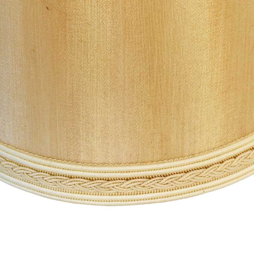 Vintage Mini Pottery Table Lamp with Ivory Shade | Small Cream Ceramic Accent Lamp | Wood Base | Cottage Bedside Lighting