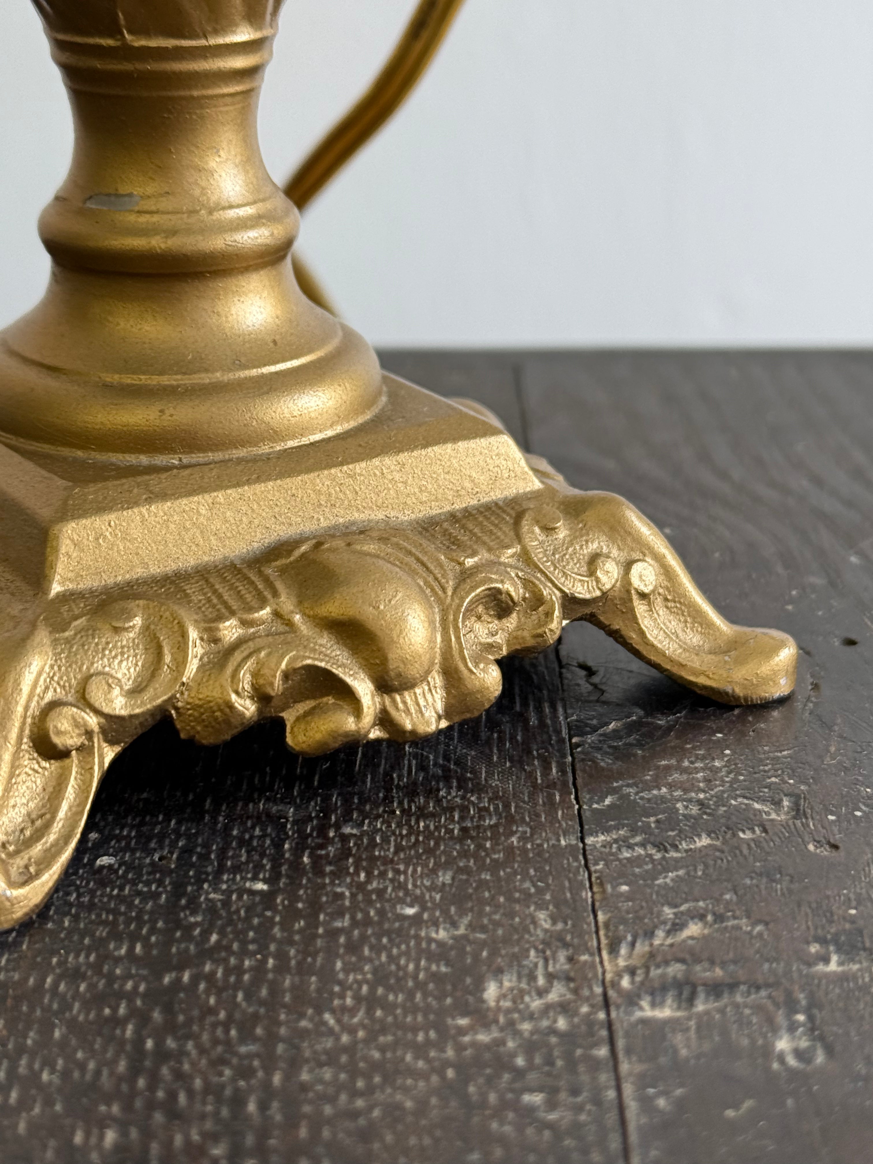 Turquoise Feathered Glass Electrified Oil Lamp