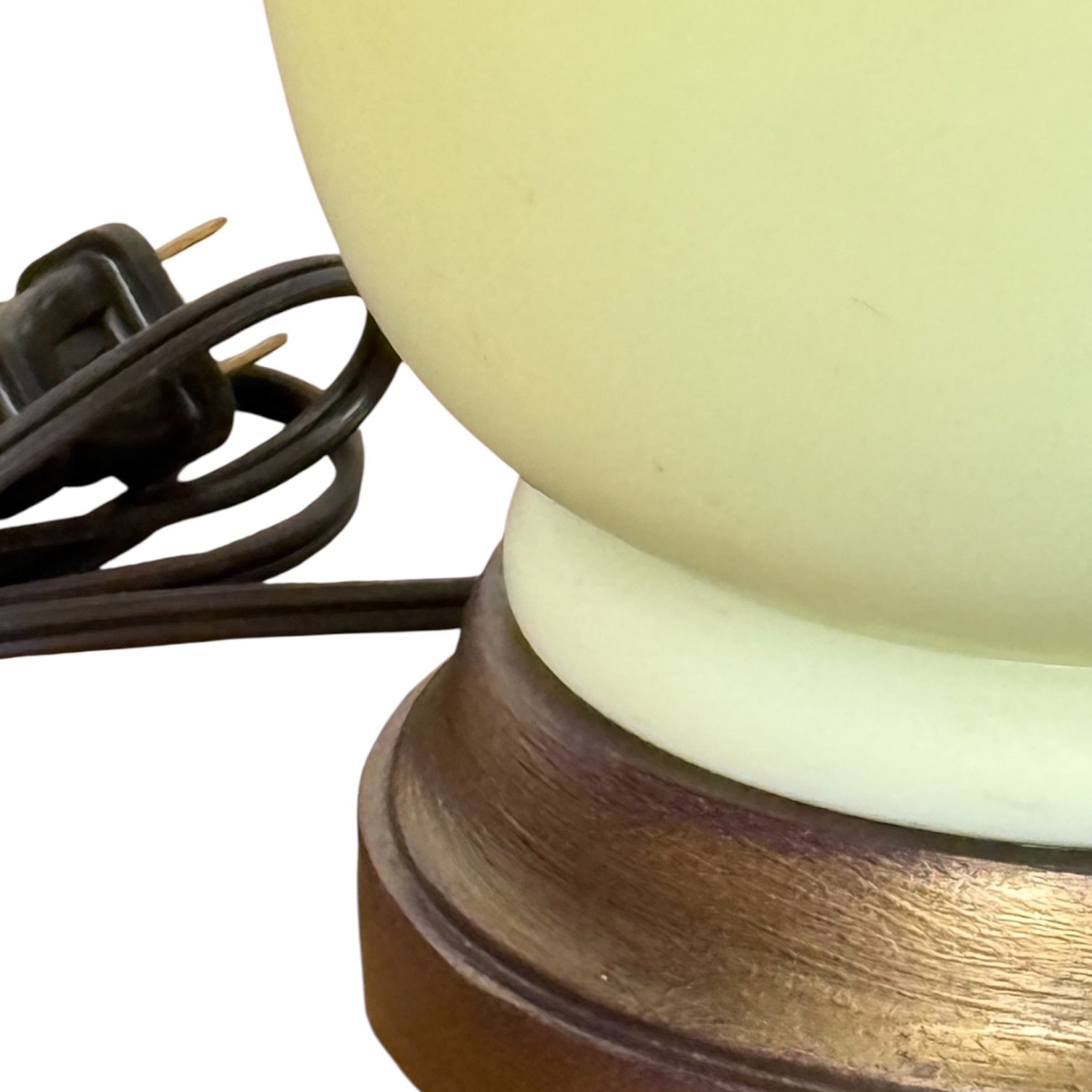 Vintage Uranium Glass Table Lamp | Glows Under Black Light | Custom Restored Lamp with Hand-Painted Wood Base