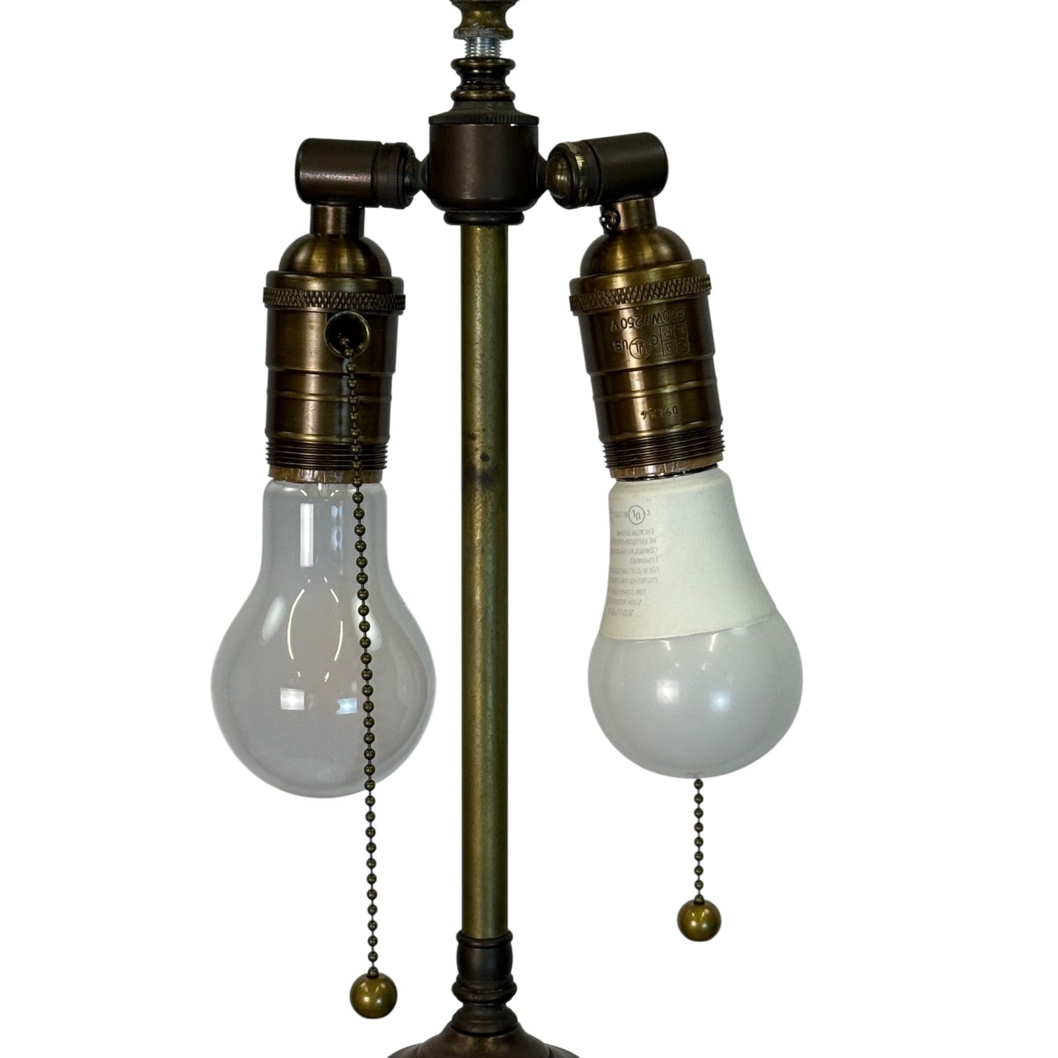 Vintage Uranium Glass Table Lamp | Glows Under Black Light | Custom Restored Lamp with Hand-Painted Wood Base