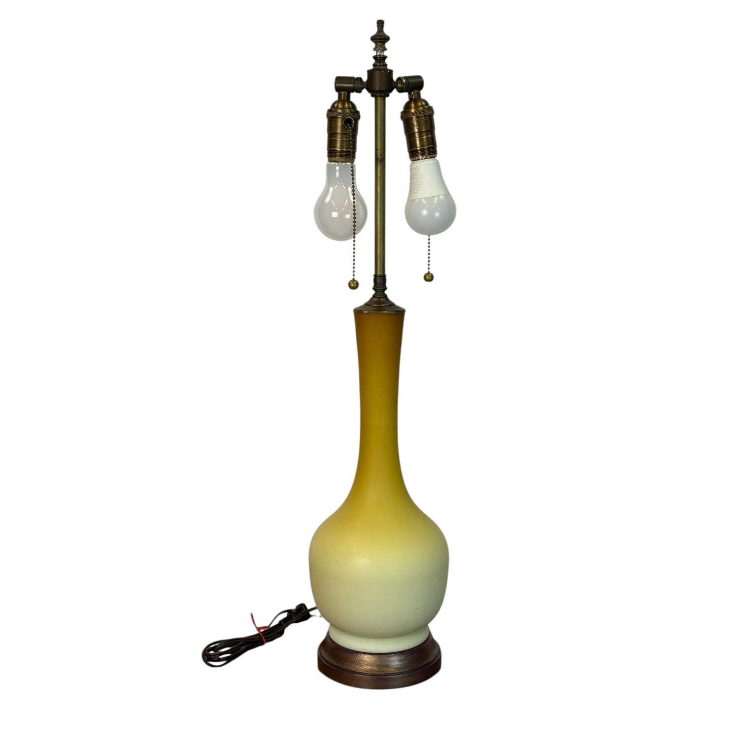 Vintage Uranium Glass Table Lamp | Glows Under Black Light | Custom Restored Lamp with Hand-Painted Wood Base
