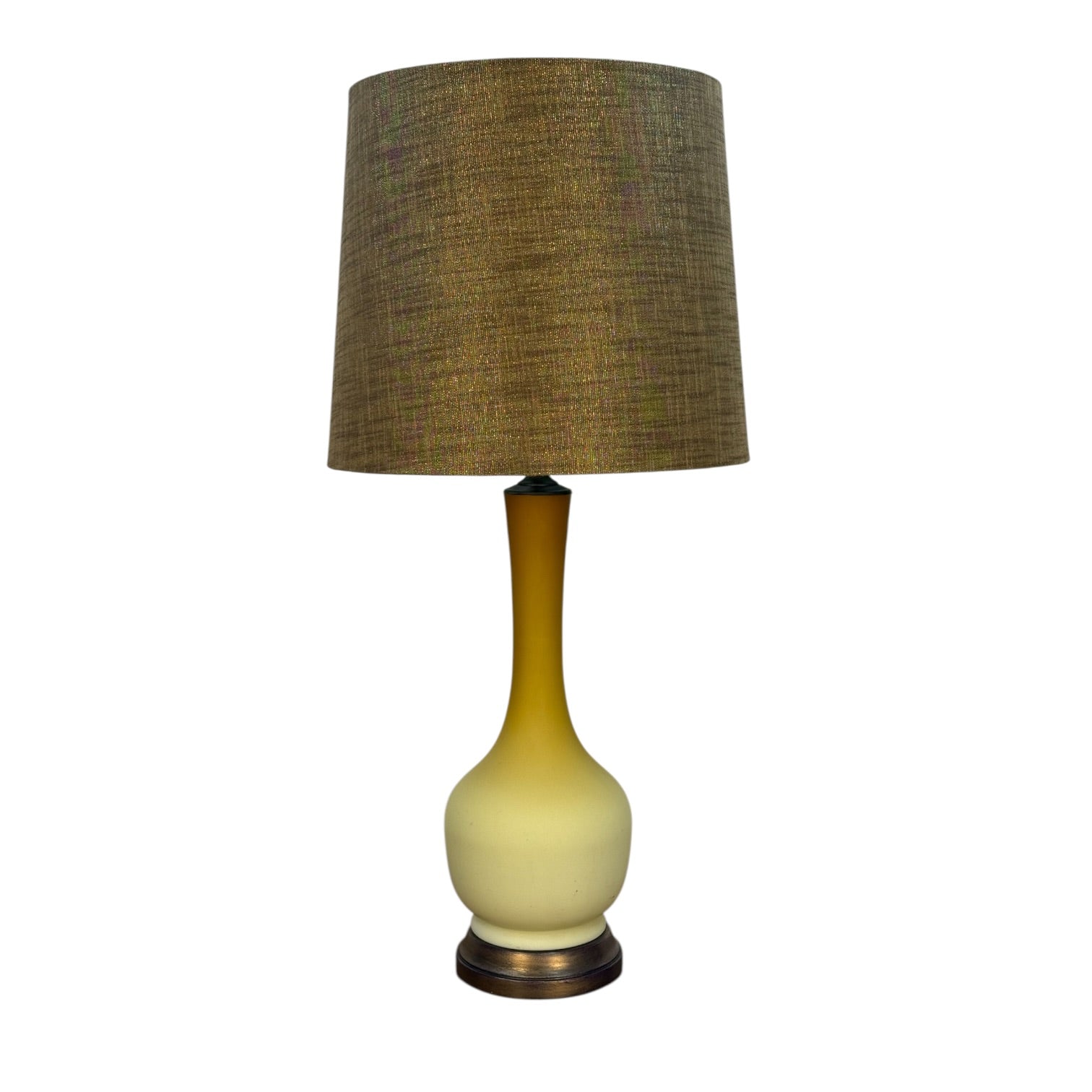 Vintage Uranium Glass Table Lamp | Glows Under Black Light | Custom Restored Lamp with Hand-Painted Wood Base