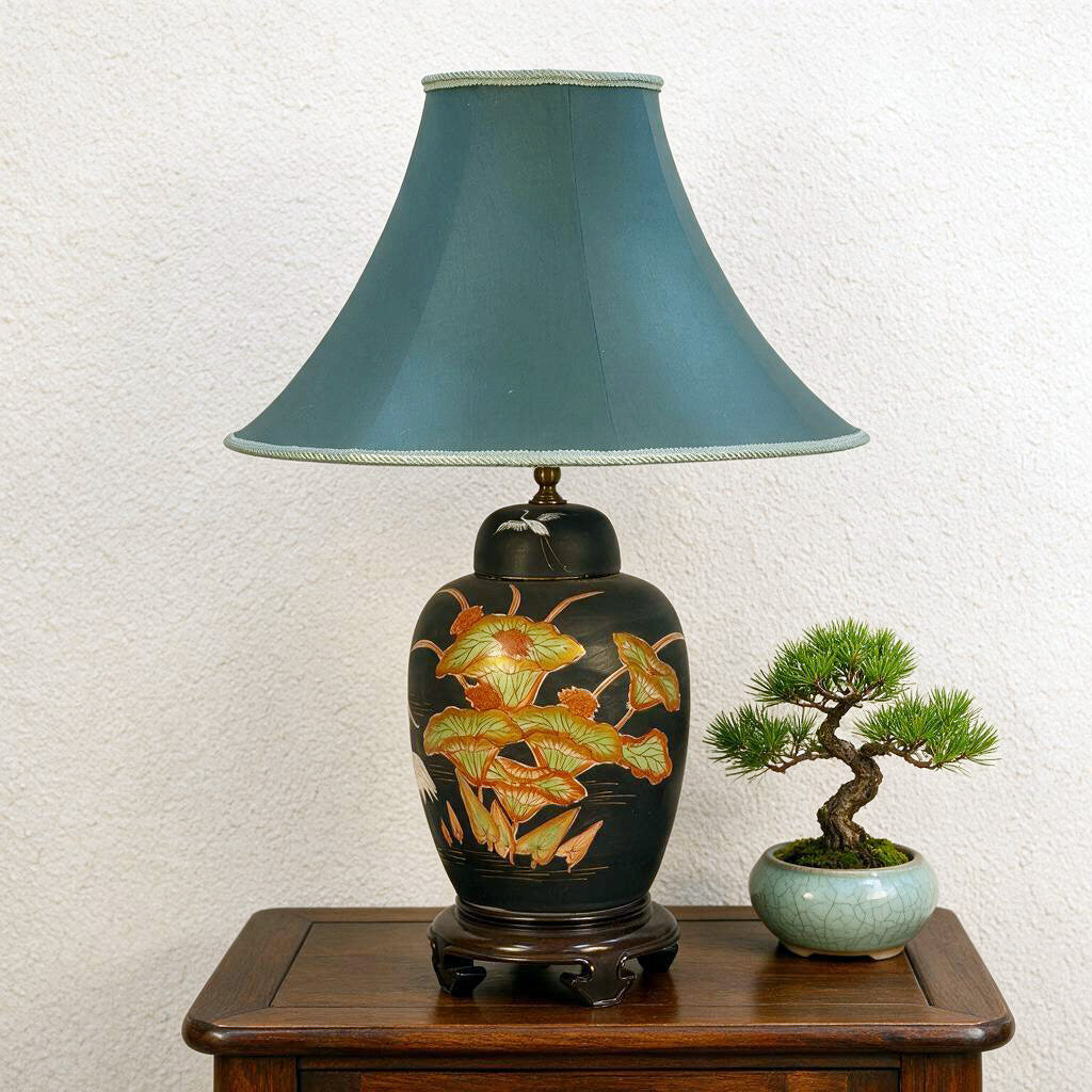 Handmade Green Bell Lampshade | Hand Sewn Fabric Shade | Soft Sage Green with Light Green Trim | 18.5" Bottom | Artisan Lampshade