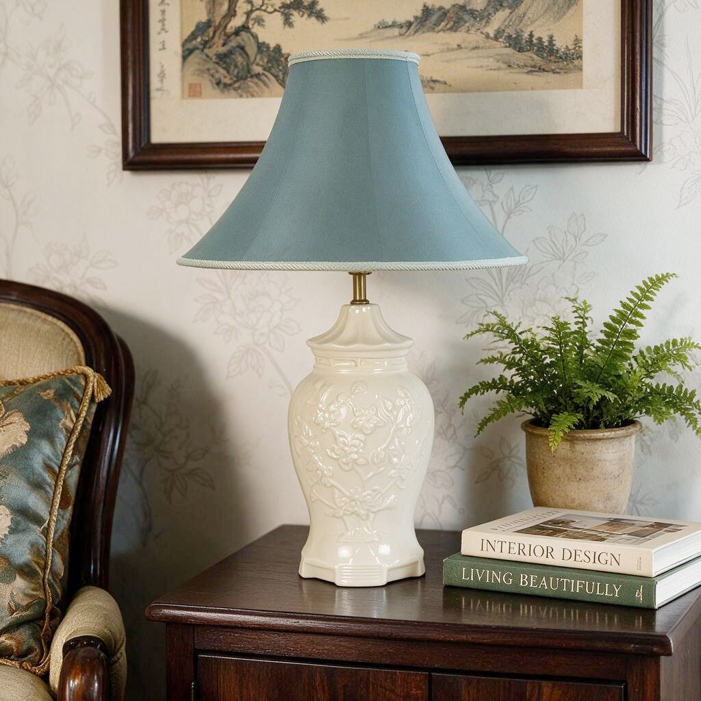 Handmade Green Bell Lampshade | Hand Sewn Fabric Shade | Soft Sage Green with Light Green Trim | 18.5" Bottom | Artisan Lampshade