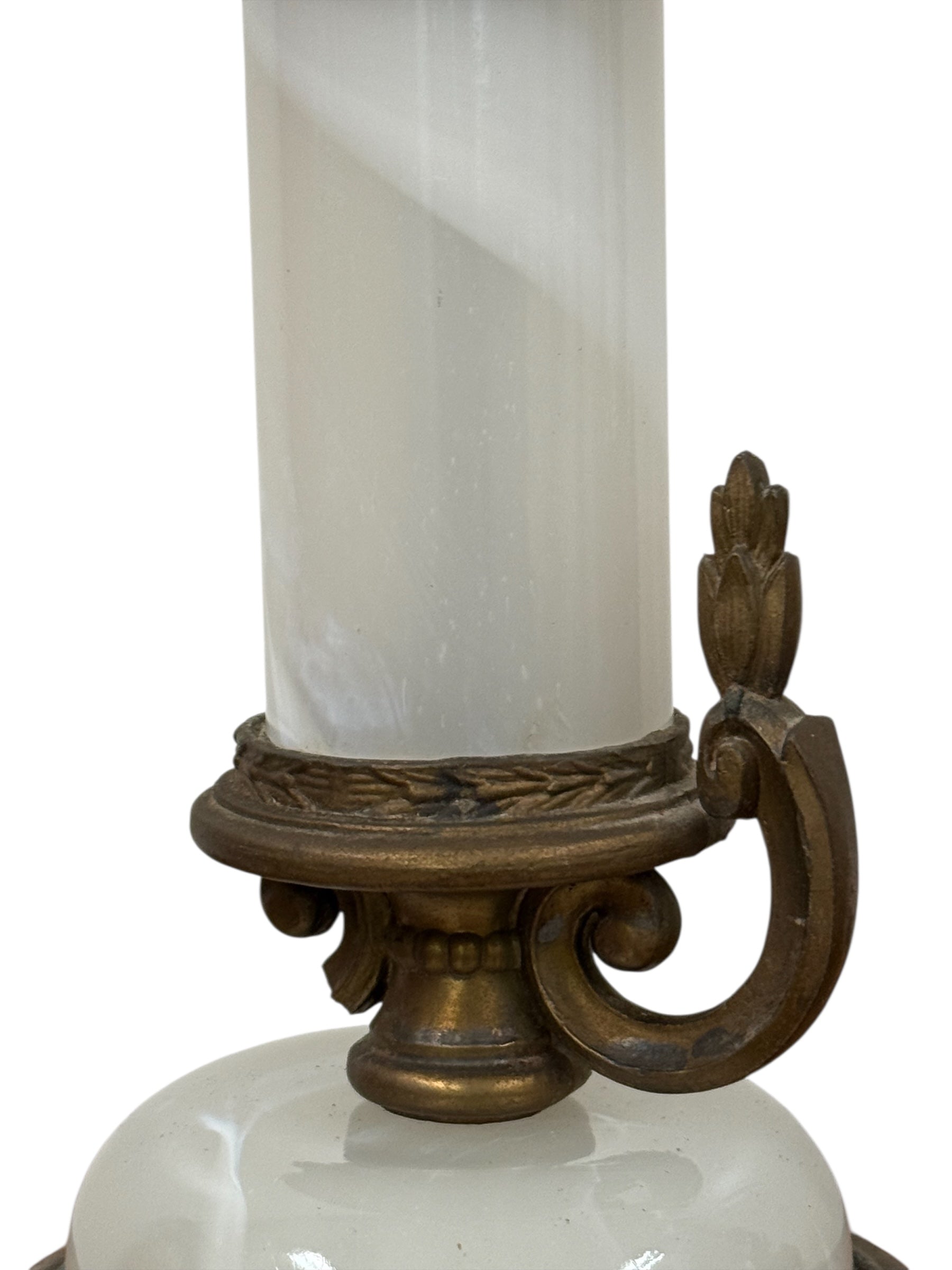White Slag Glass Lamp