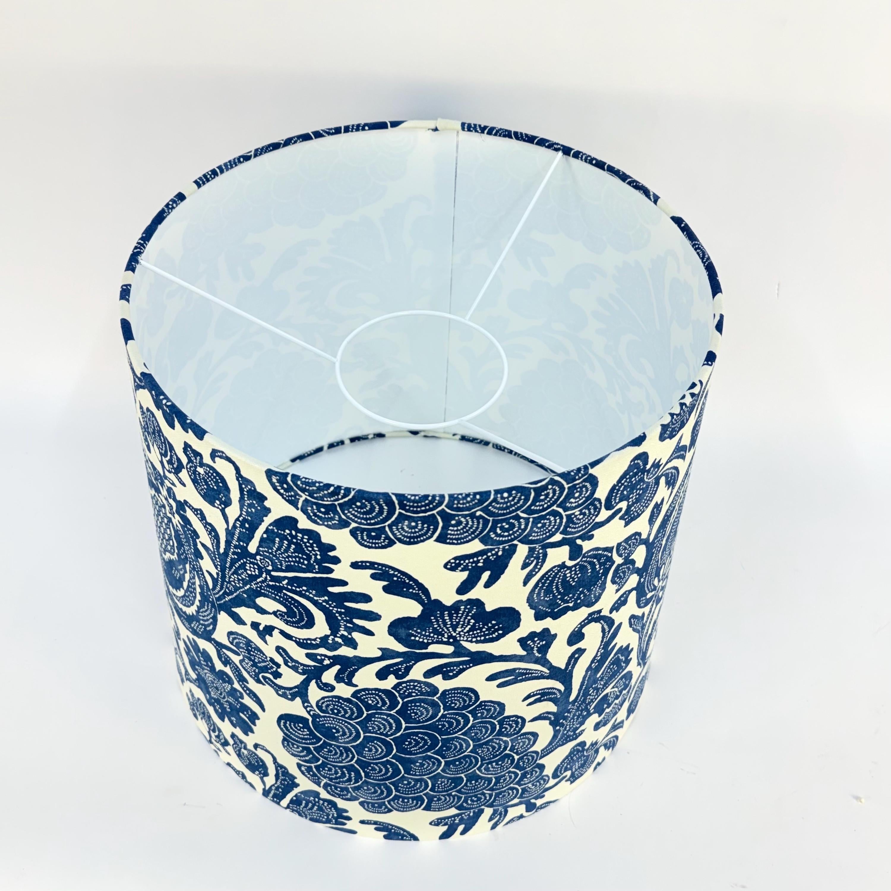 Extra Large Empire Lampshade, Blue and White Botanical