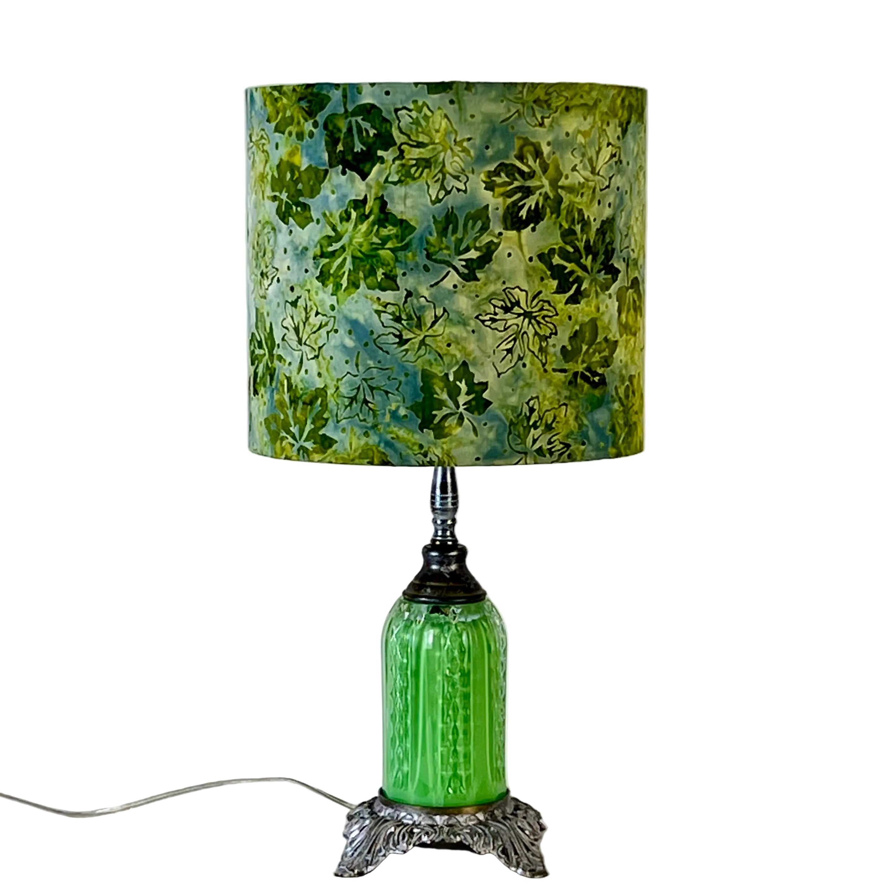 Yvette - Green Quilted Diamonds - Custom Lamp