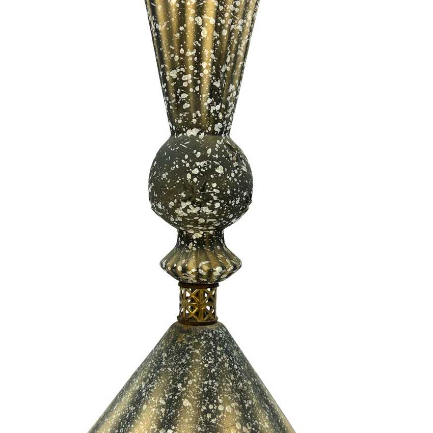 Vintage Mid Century Atomic Splatter Paint Table Lamp | 1950s Hourglass Ceramic & Pierced Brass Base | Retro Hollywood Regency Statement Light