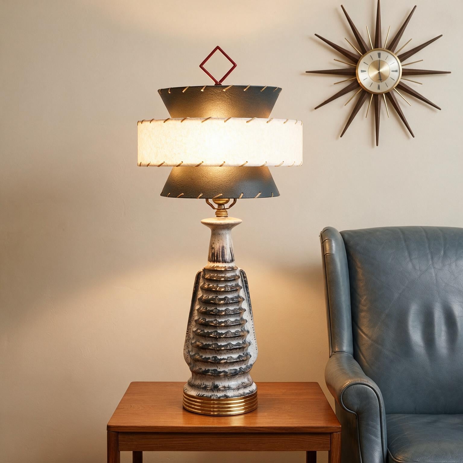 Atomic MCM Ceramic Lamp, Vintage Retro Table Lamp, Table Accent Mcm Lamp