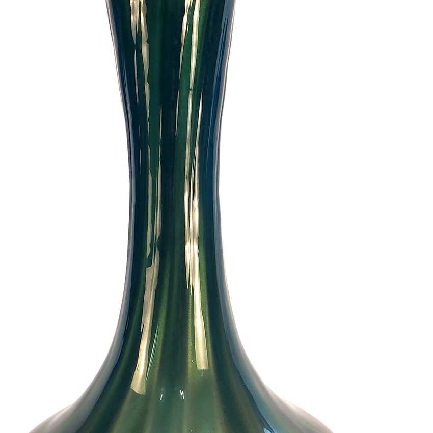Vintage Teal Blue Green Glass Table Lamp Mid Century Hollywood Regency Interior Colored Glass Lamp Ornate Brass Base