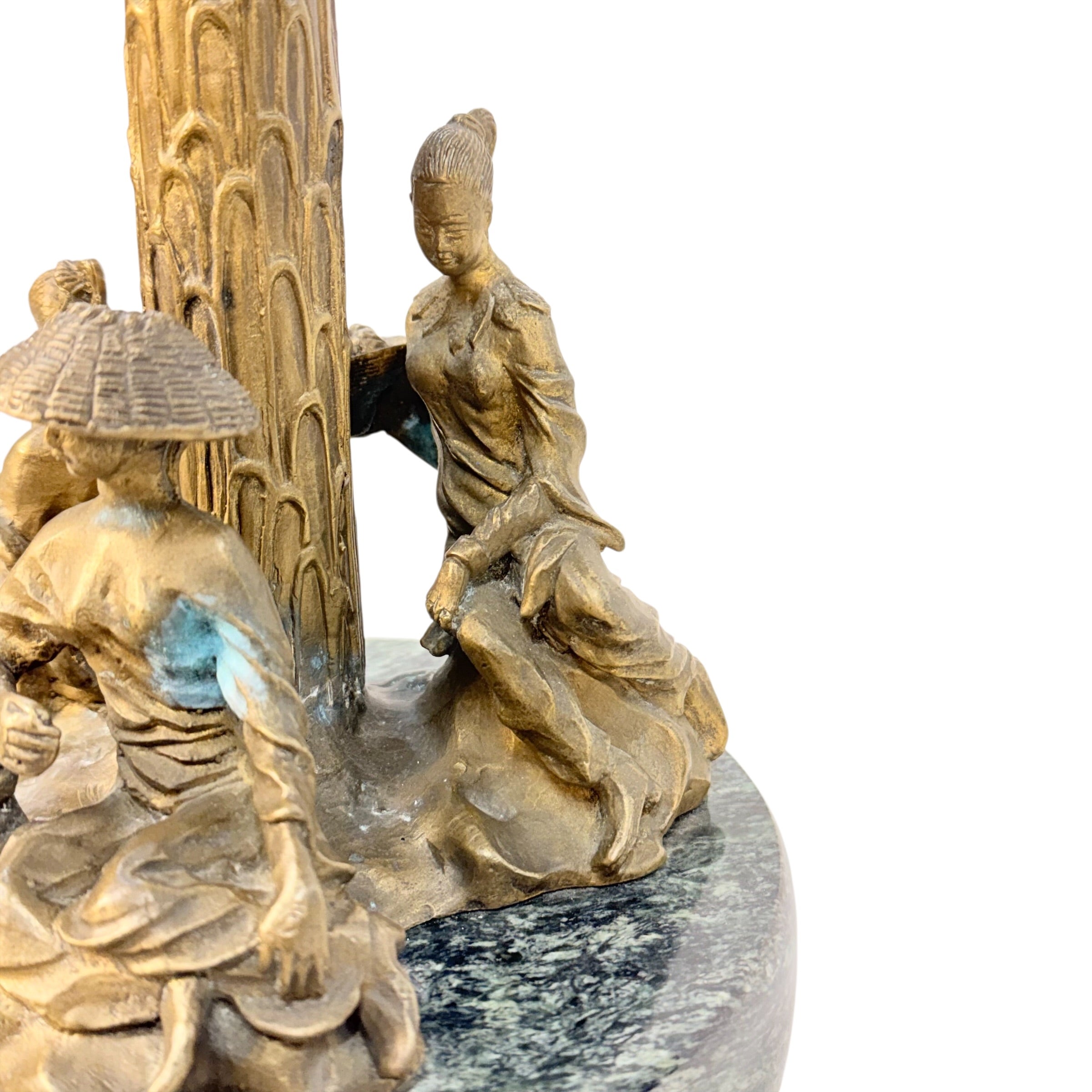 Chinese Chelsea House Vintage Pavillion Lamp, Bronze Pagoda Table Lamp, Chinoiserie Architectural Accent Lamp