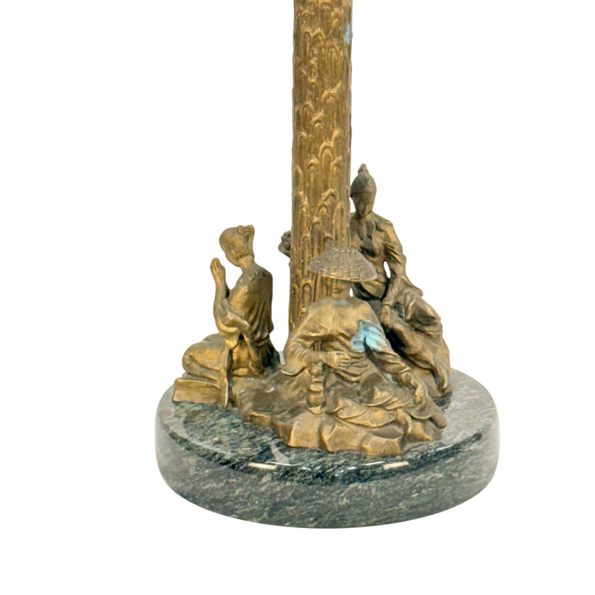 Chinese Chelsea House Vintage Pavillion Lamp, Bronze Pagoda Table Lamp, Chinoiserie Architectural Accent Lamp