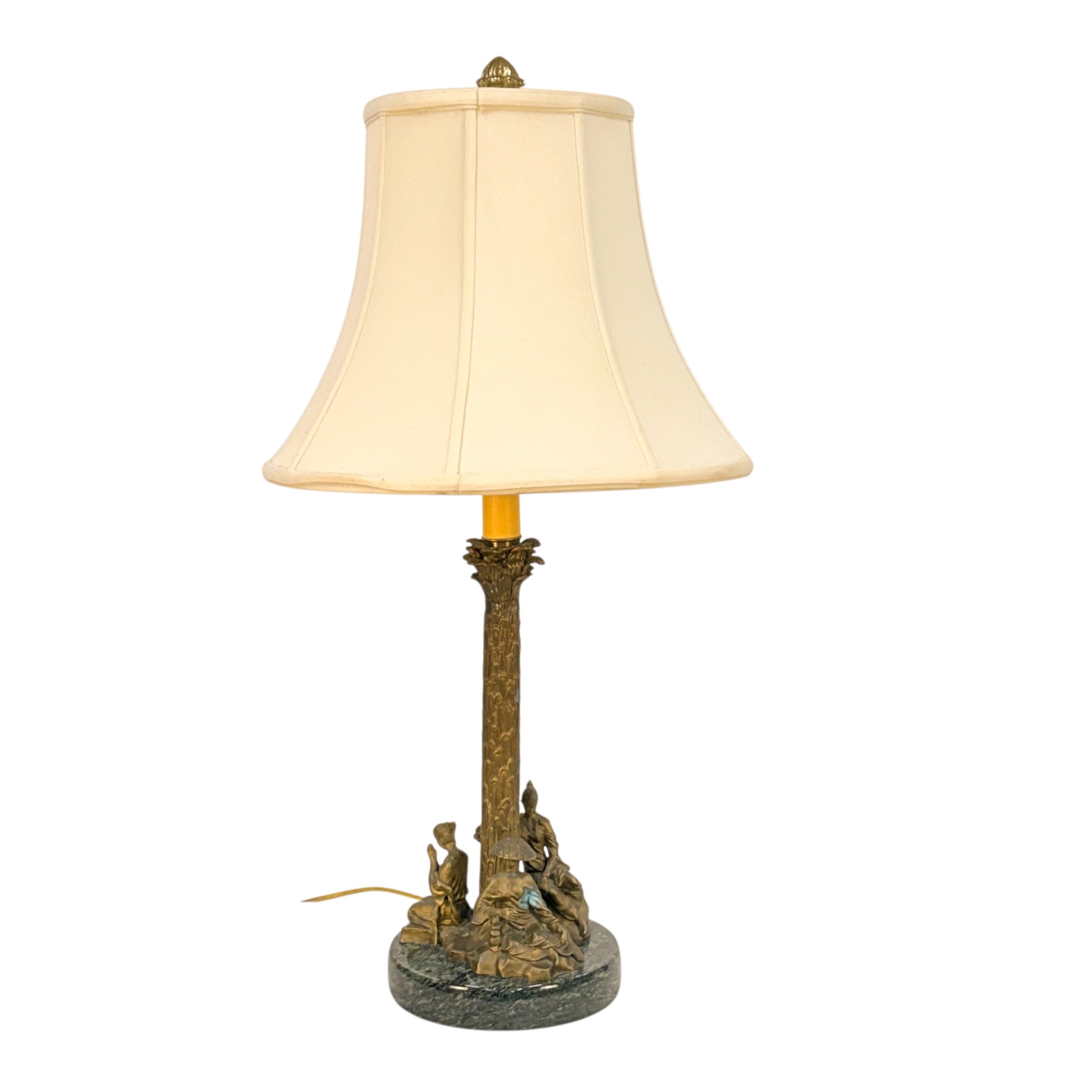 Chinese Chelsea House Vintage Pavillion Lamp, Bronze Pagoda Table Lamp, Chinoiserie Architectural Accent Lamp