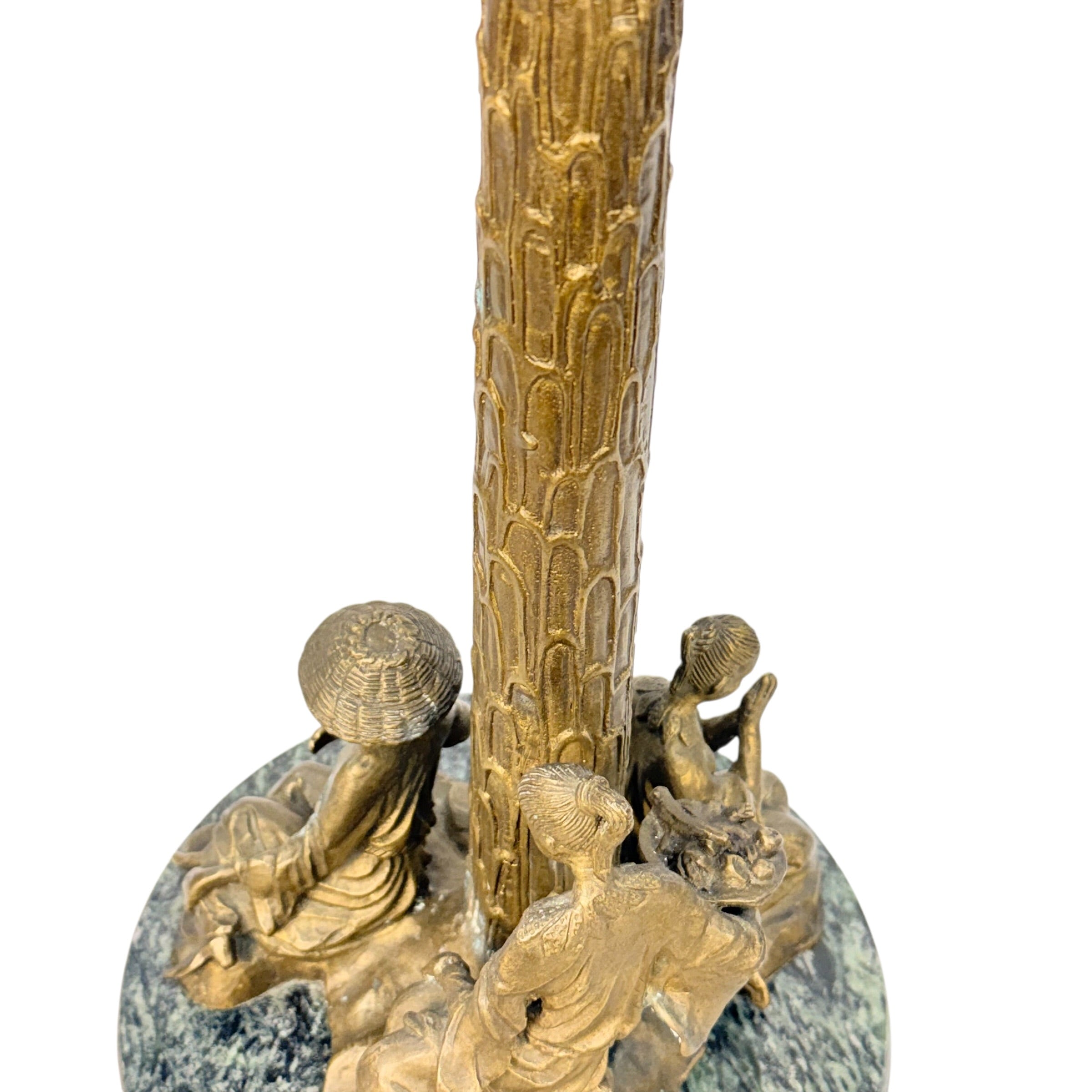 Chinese Chelsea House Vintage Pavillion Lamp, Bronze Pagoda Table Lamp, Chinoiserie Architectural Accent Lamp