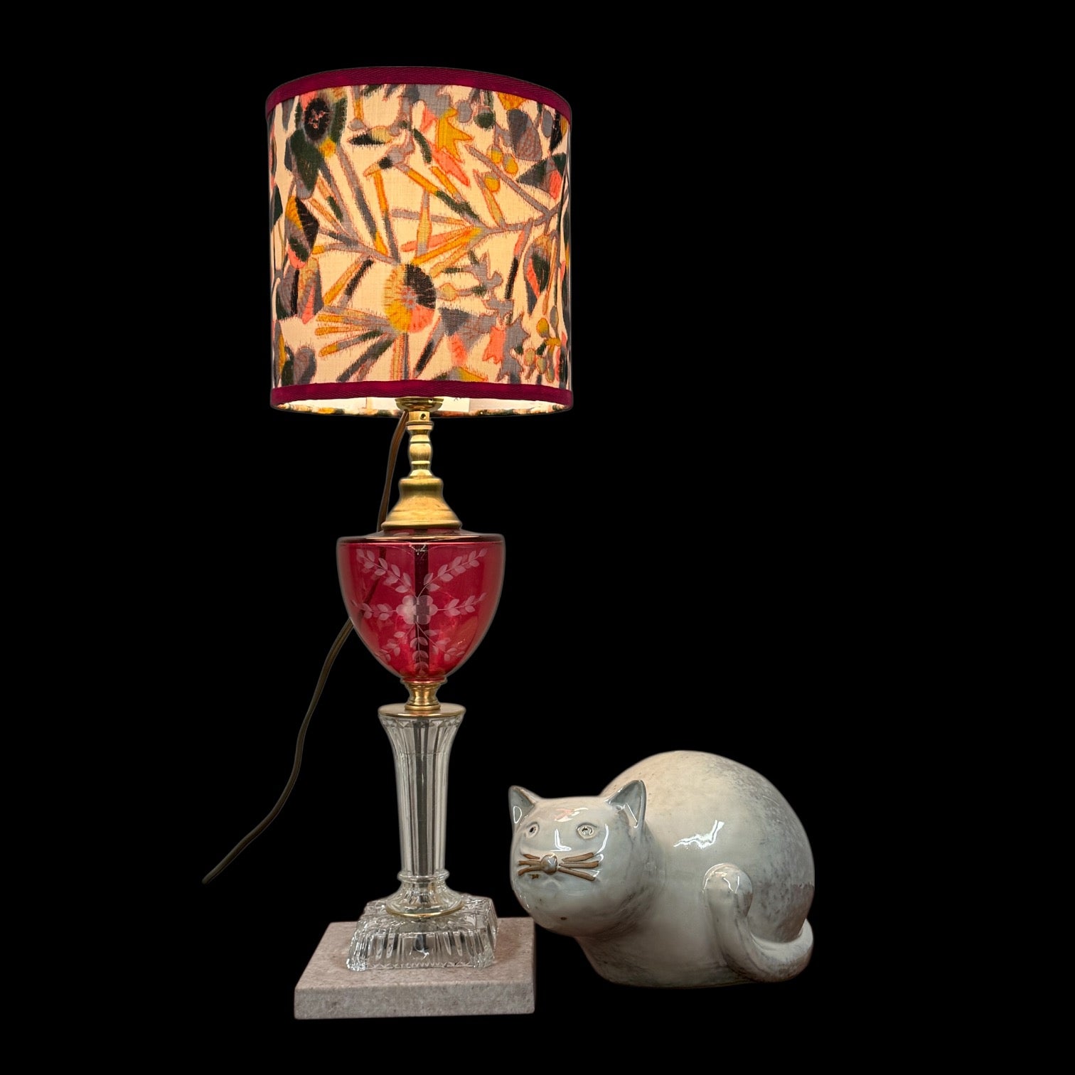Custom Built Cranberry Glass Lamp