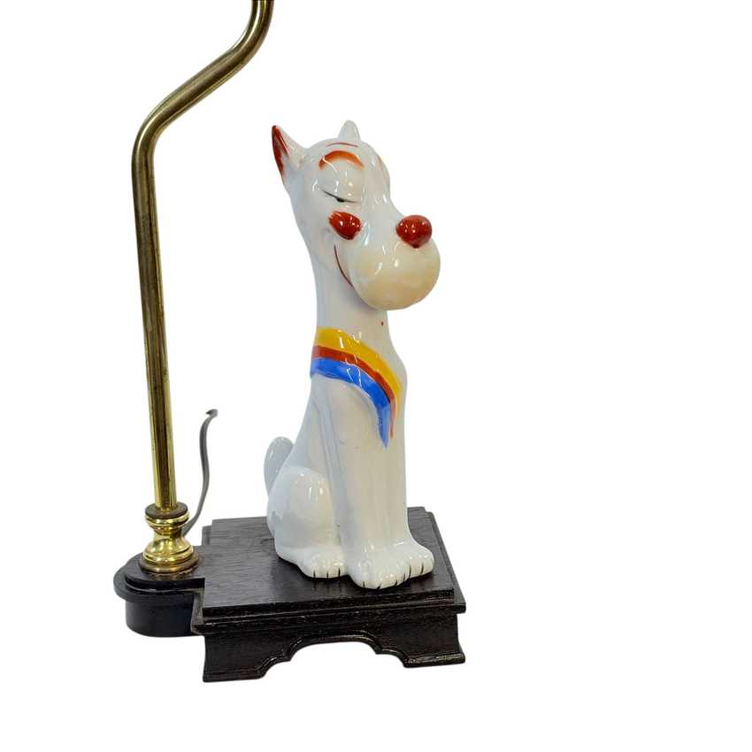 Vintage Cartoon Dog Figural Table Lamp, Whimsical Ceramic Novelty Lamp, Rewired Kitsch Animal Accent Light