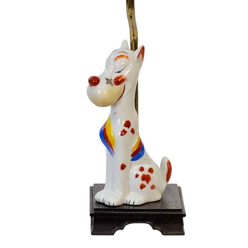 Vintage Cartoon Dog Figural Table Lamp, Whimsical Ceramic Novelty Lamp, Rewired Kitsch Animal Accent Light