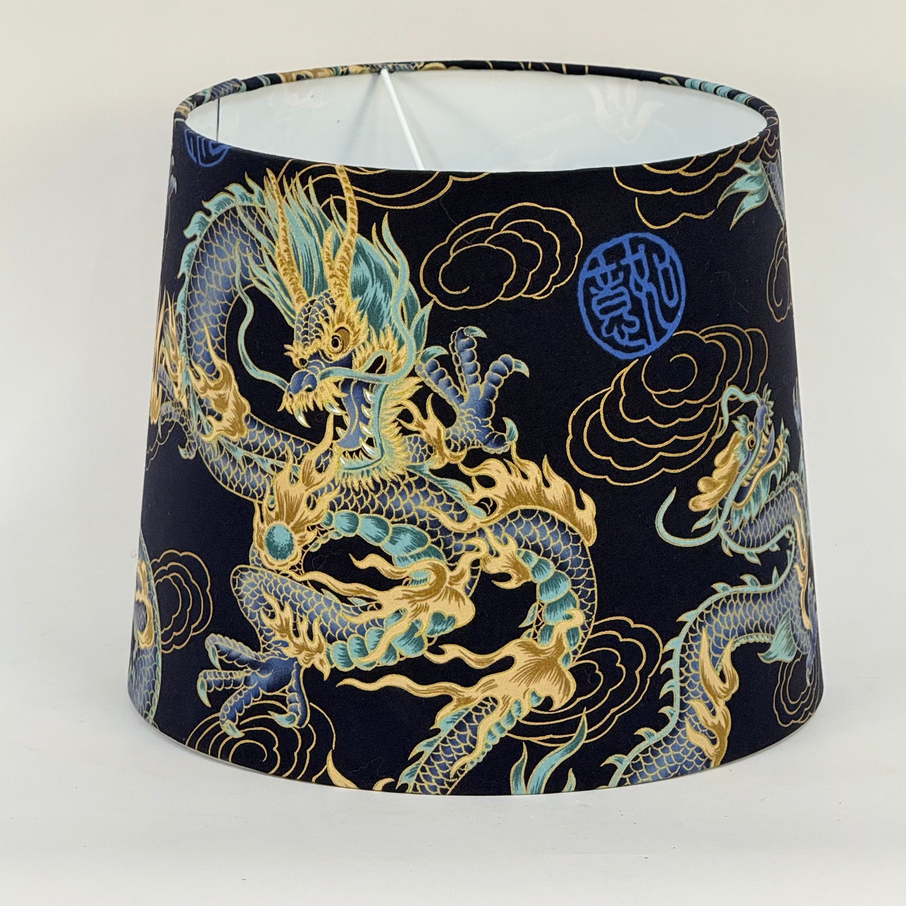 Navy Dragons with Gold Accents - 12 inch Medium Empire Shade
