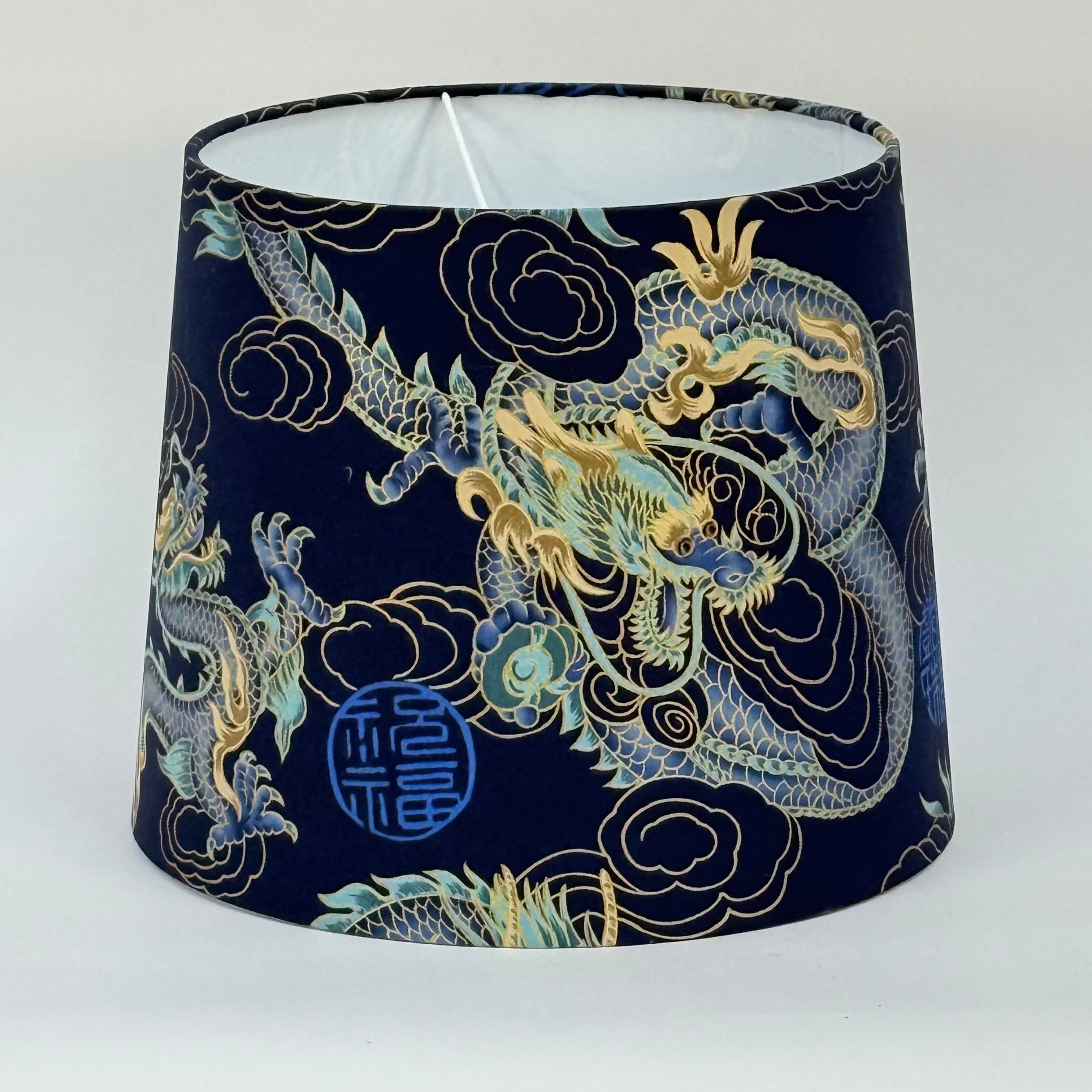 Navy Dragons with Gold Accents - 12 inch Medium Empire Shade
