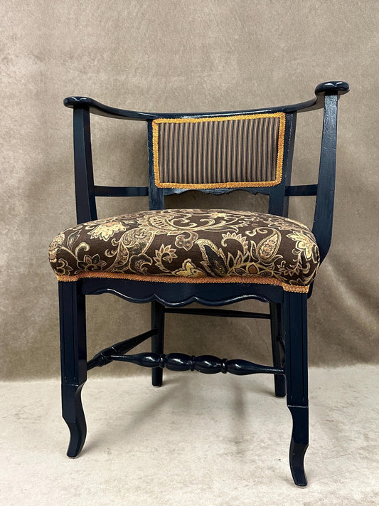 Navy Stripes and Floral Paisley Arm Chair