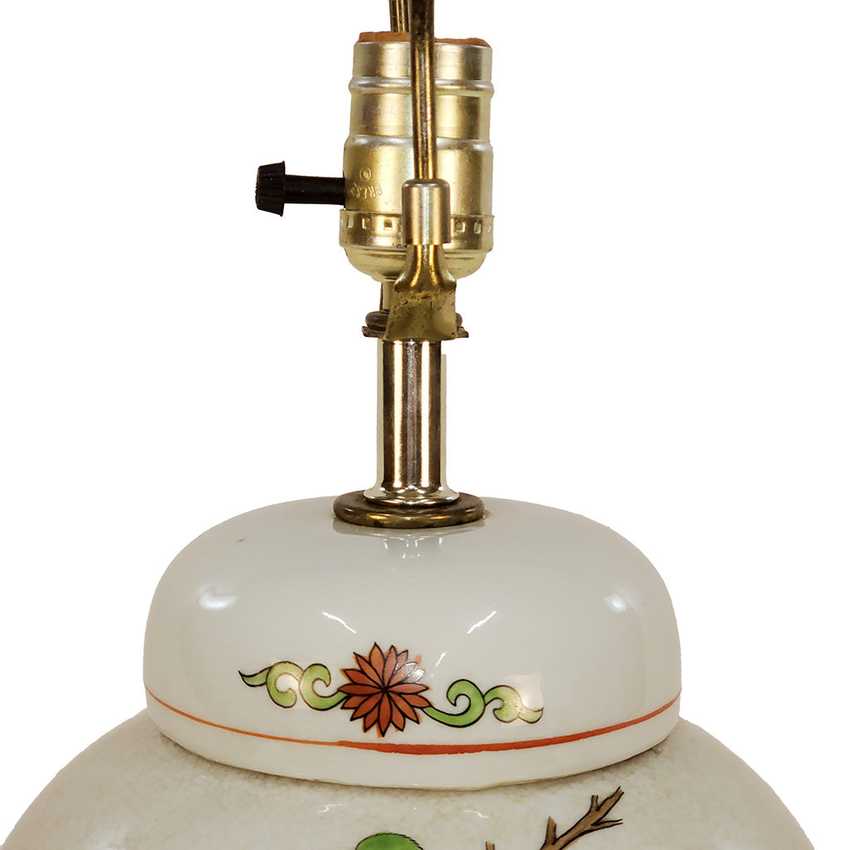 Vintage Ginger Jar Lamp Colorful Birds Lamp; Foliage Ceramic Chinoiserie Table Lamp Asian Decor Traditional Grandmillennial