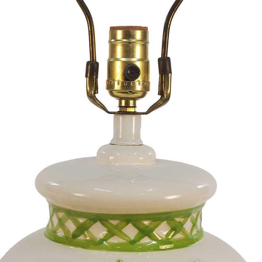 Vintage Chinoiserie White Ginger Jar 3-Way Table Lamp with Yellow Florals