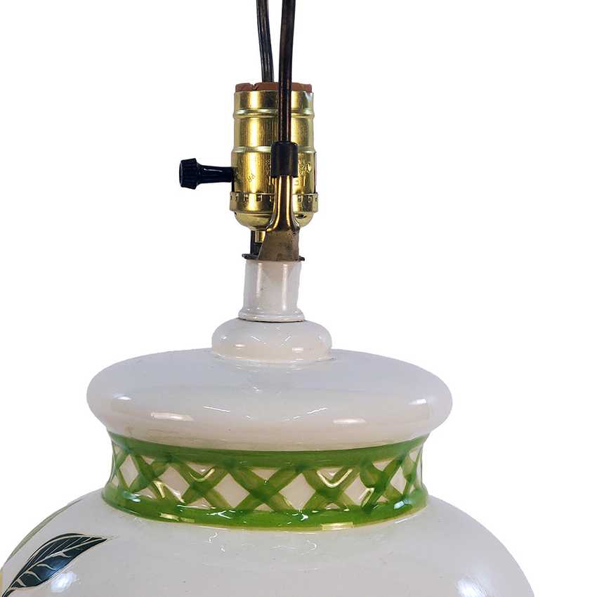 Vintage Chinoiserie White Ginger Jar 3-Way Table Lamp with Yellow Florals