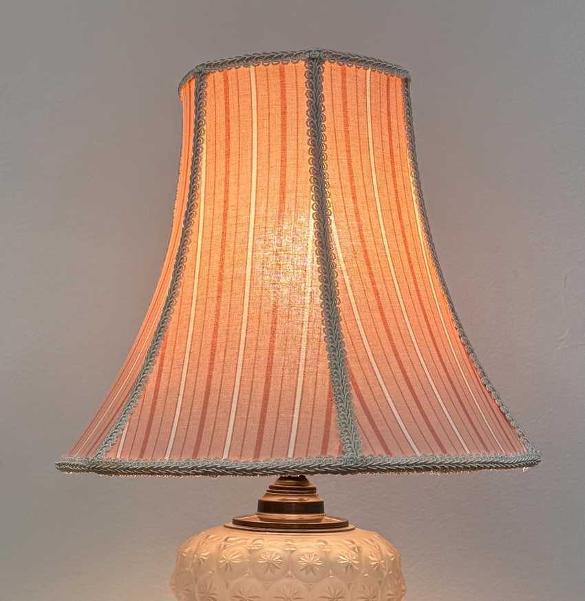 Hand Sewn Pink and White Stripe 6 Panel Lampshade